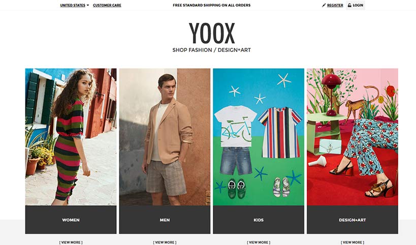 YOOX clothing shop online