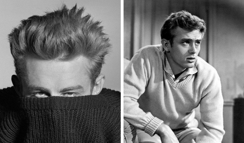 Two photos of male actor in sweater